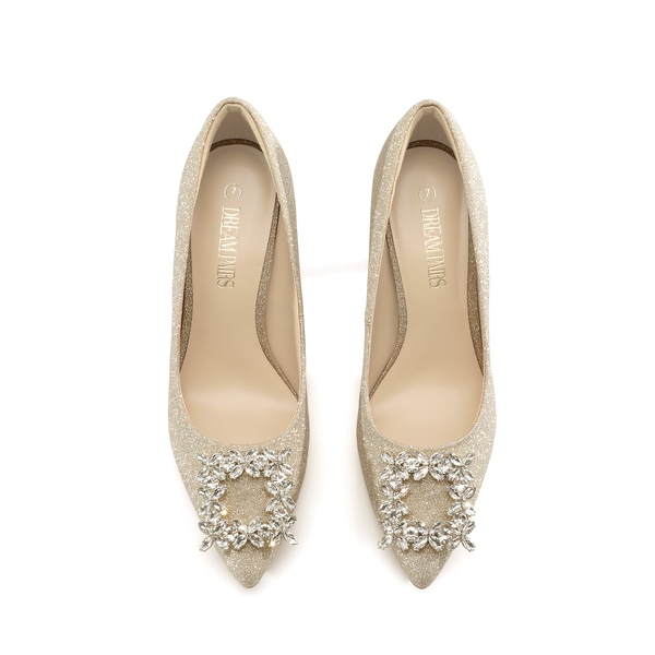 Belle Vie Stiletto Sparkly Pumps - GOLD RHINESTONE - 4